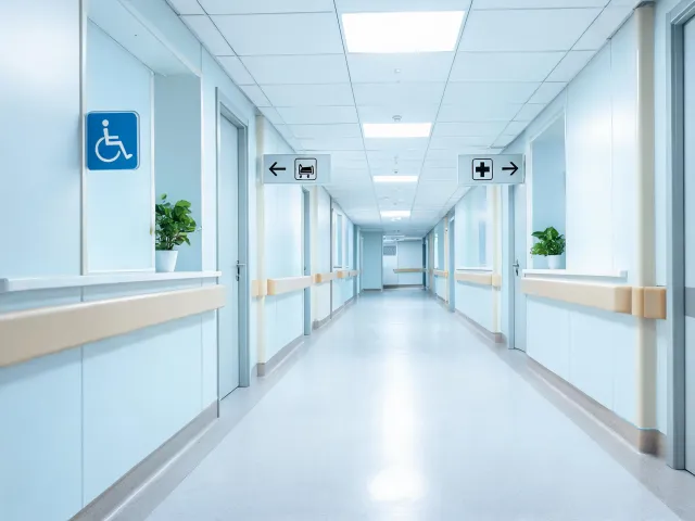 Healthcare corridor with wall film